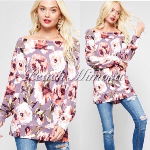 New! Lavender floral knit tunic - Picture 2 of 5